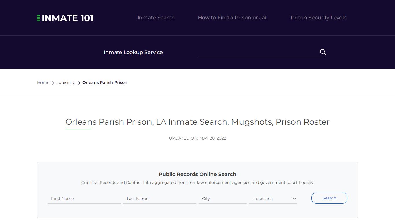 Orleans Parish Prison, LA Inmate Search, Mugshots, Prison ...