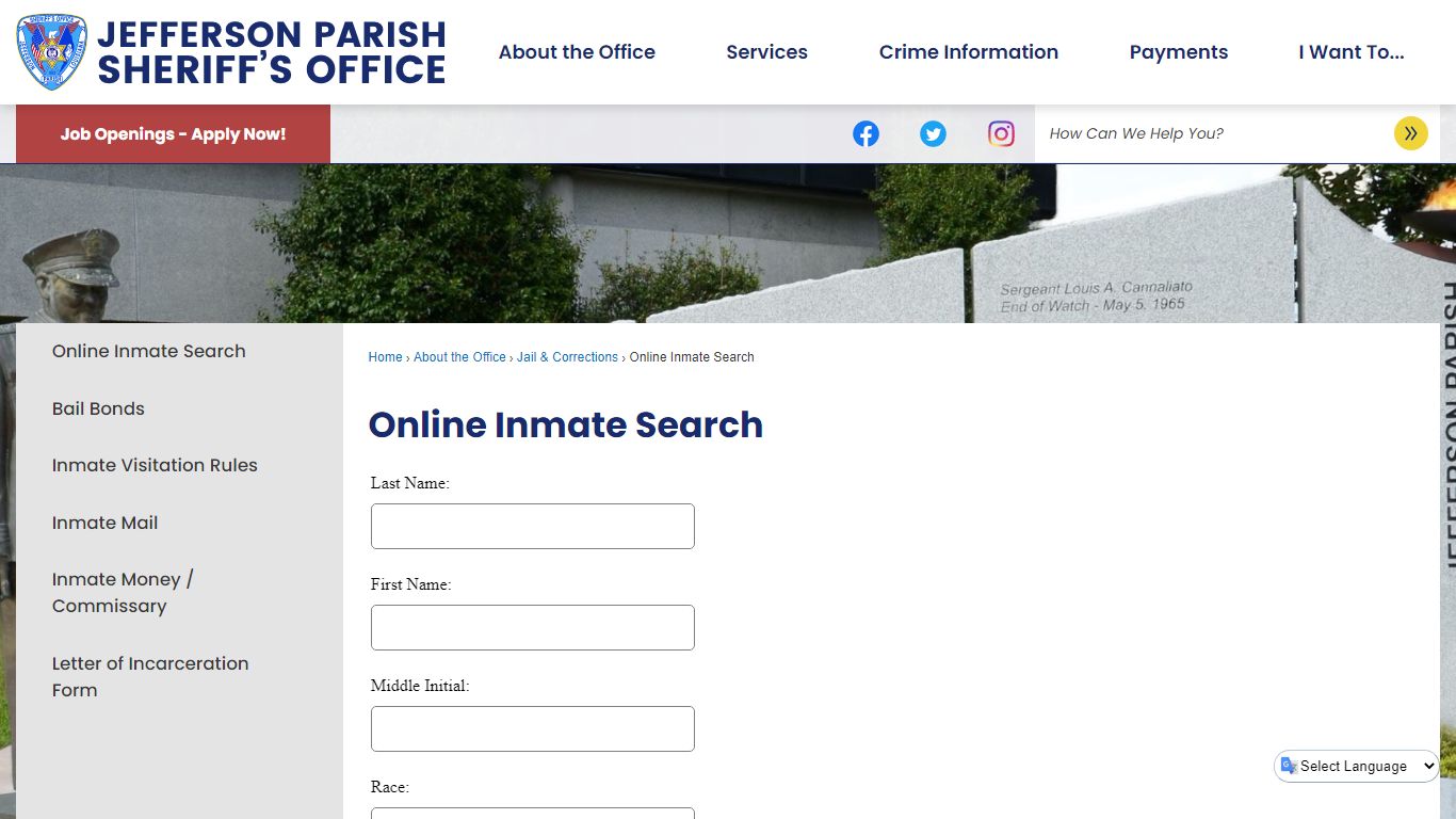 Online Inmate Search | Jefferson Parish Sheriff, LA ...